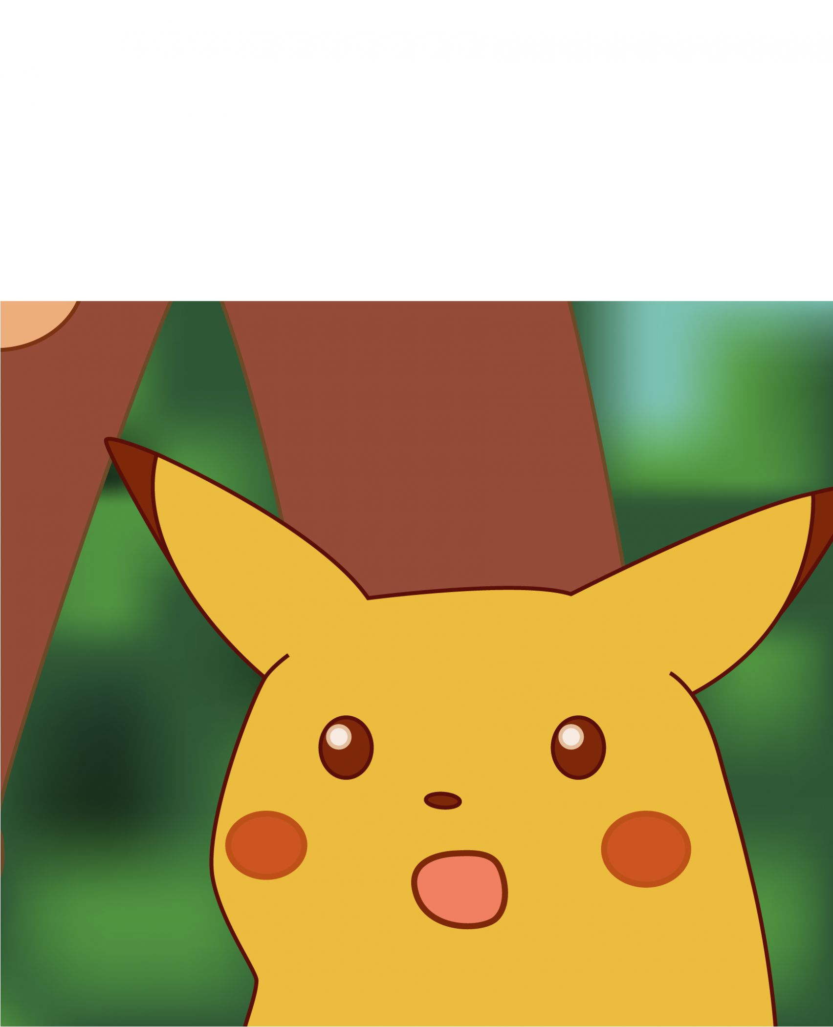 Pikachu stares in open-mouthed surprise.